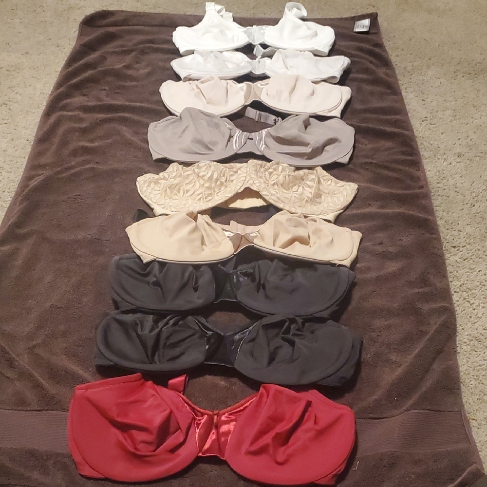 LOT of 9! Olga Women's Bras, 38DD, 40DD (beige floral)